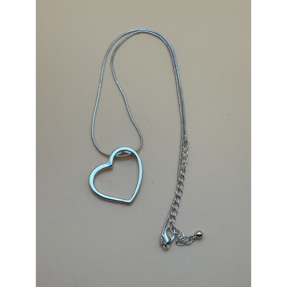 18” Silver-Tone Necklace with Open Heart Pendant - Picture 1 of 3